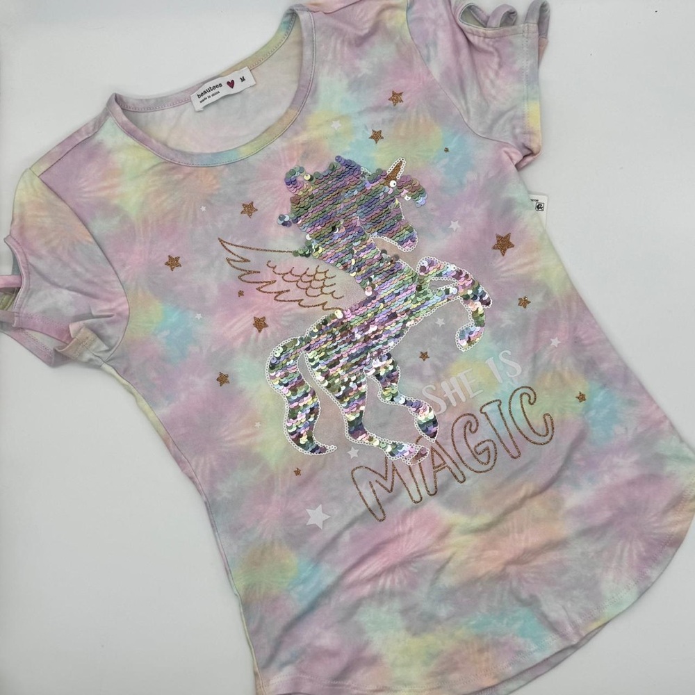 Big Girls Multicolor Unicorn Sequin T-Shirt